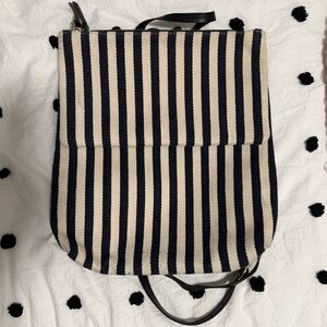 Clare V - RARE - Striped Navy and Cream Flap Backpack